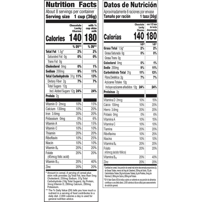 Lucky charms nutrition facts